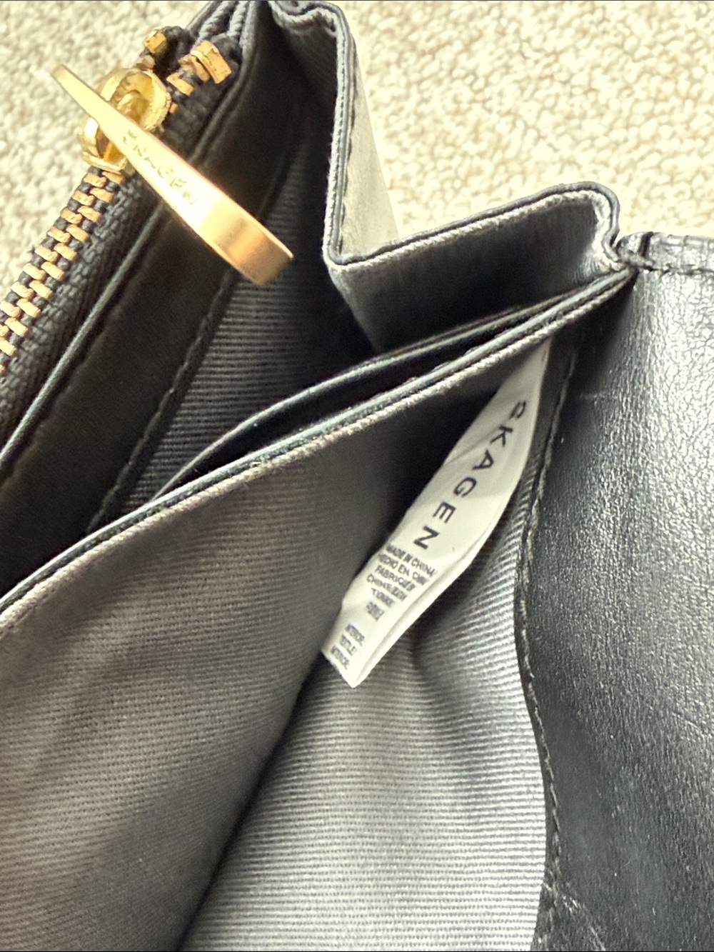 Skagen Black Cow Hide Leather Continental Card Holder Wallet - Picture 7 of 9